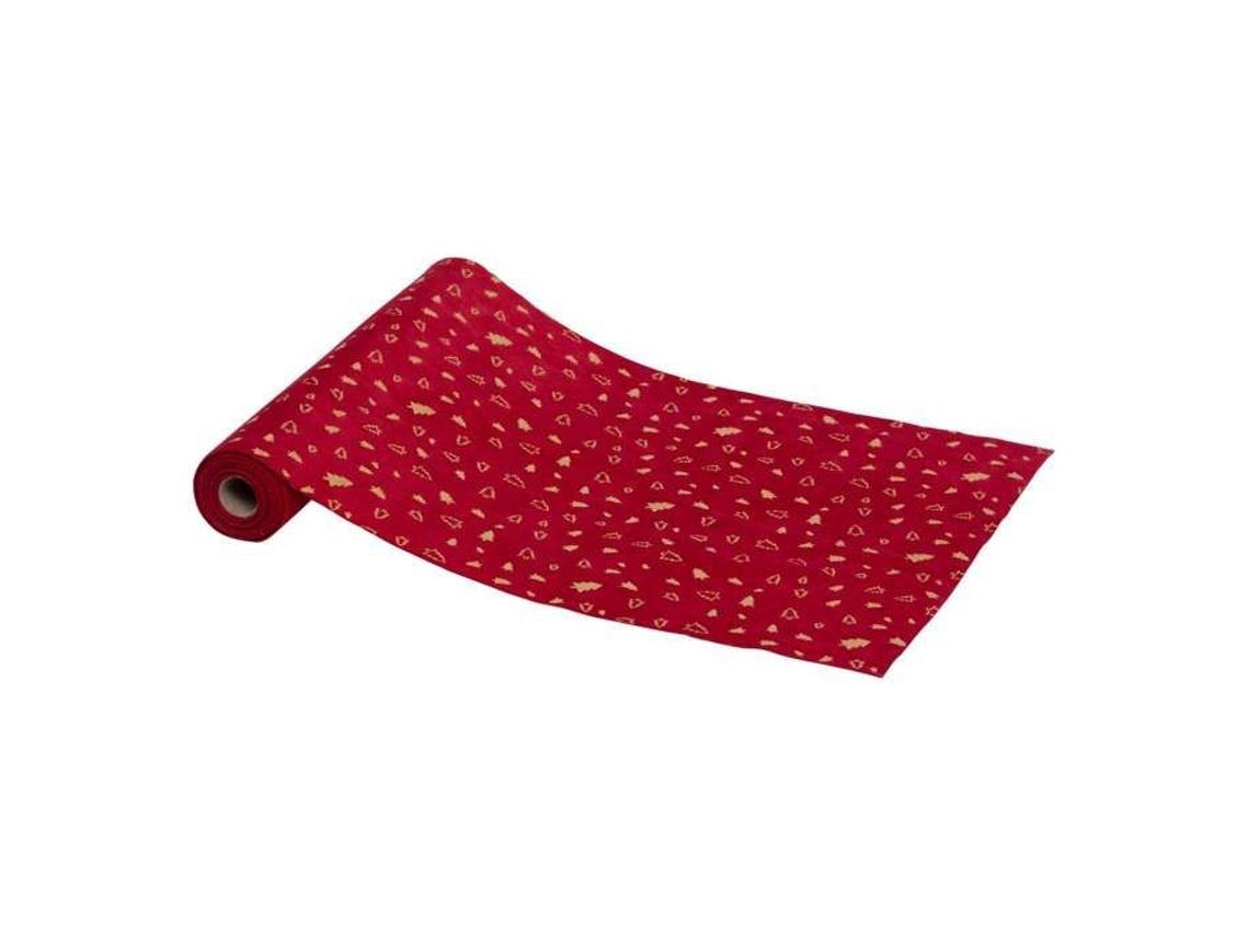 Caminho de Mesa para Árvore de Natal com Efeito Veludo Vermelho e Dourado ATMOSPHERA