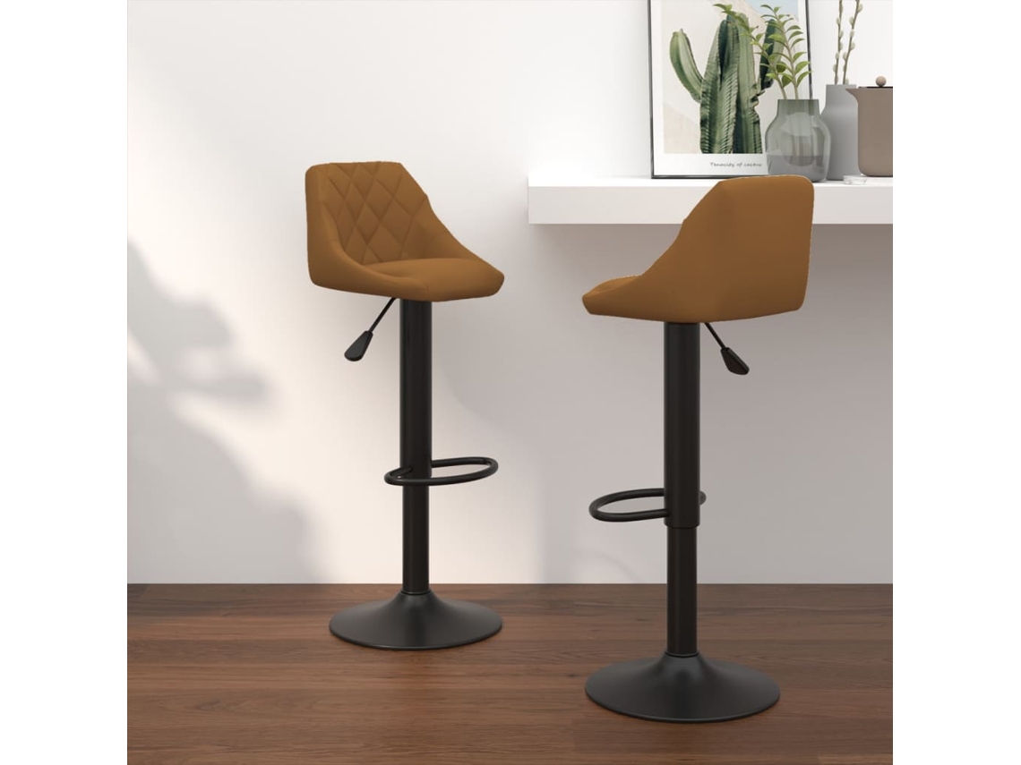 Vidaxl Bancos De Bar 2 Pcs Veludo Castanho