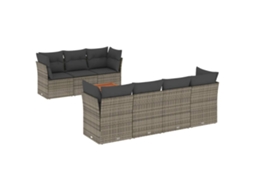 Conjunto de 8 sofás de jardim com almofadões Vime Pe Cinzento MAISON EXCLUSIVE (8 peças)