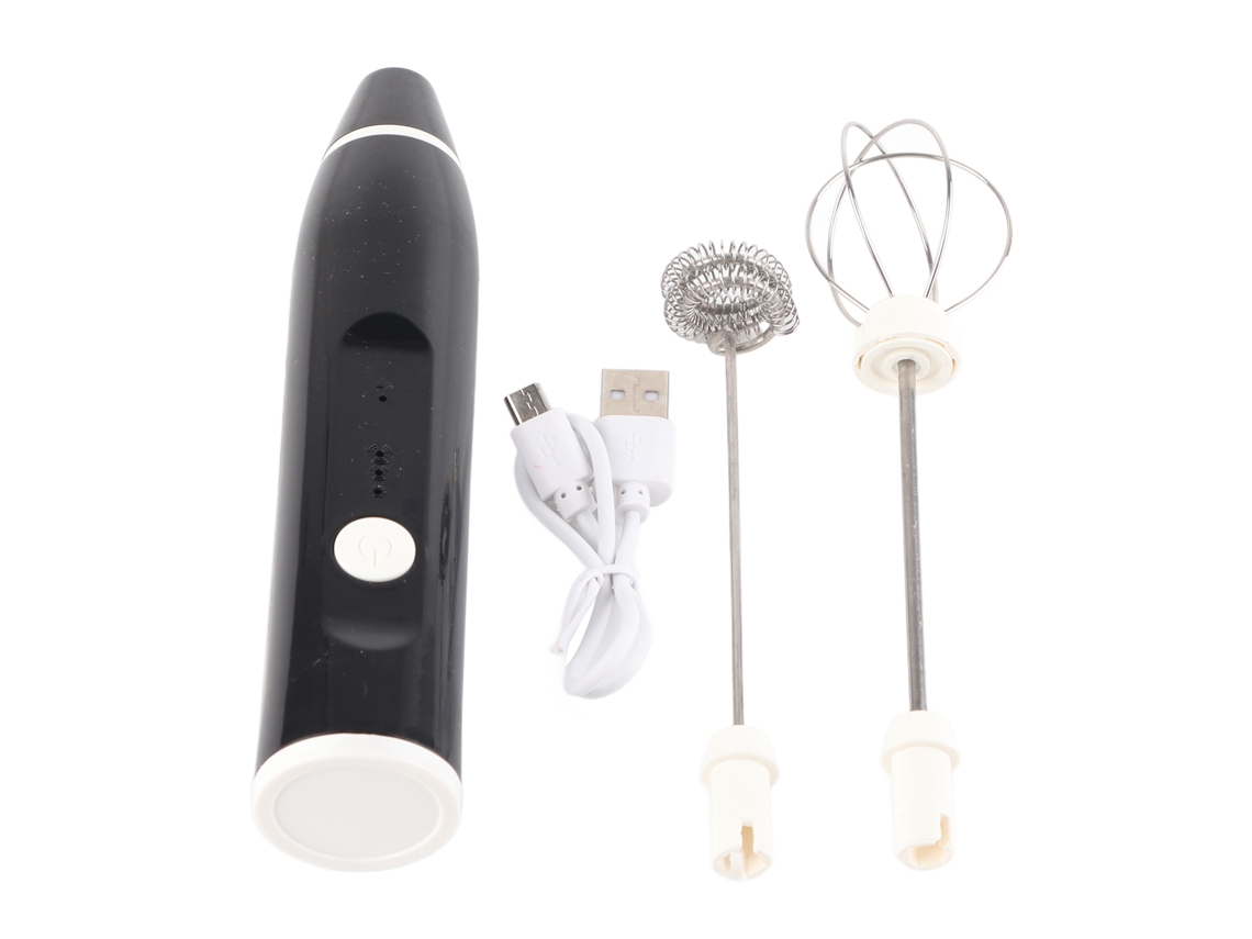Espumador elétrico de leite USB recarregável batedor de ovos 3 velocidades aço inoxidável S/MARCA