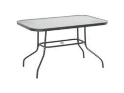 Mesa de Jardim em Metal e Vidro com Furo para Guarda sol 120x80x70cm