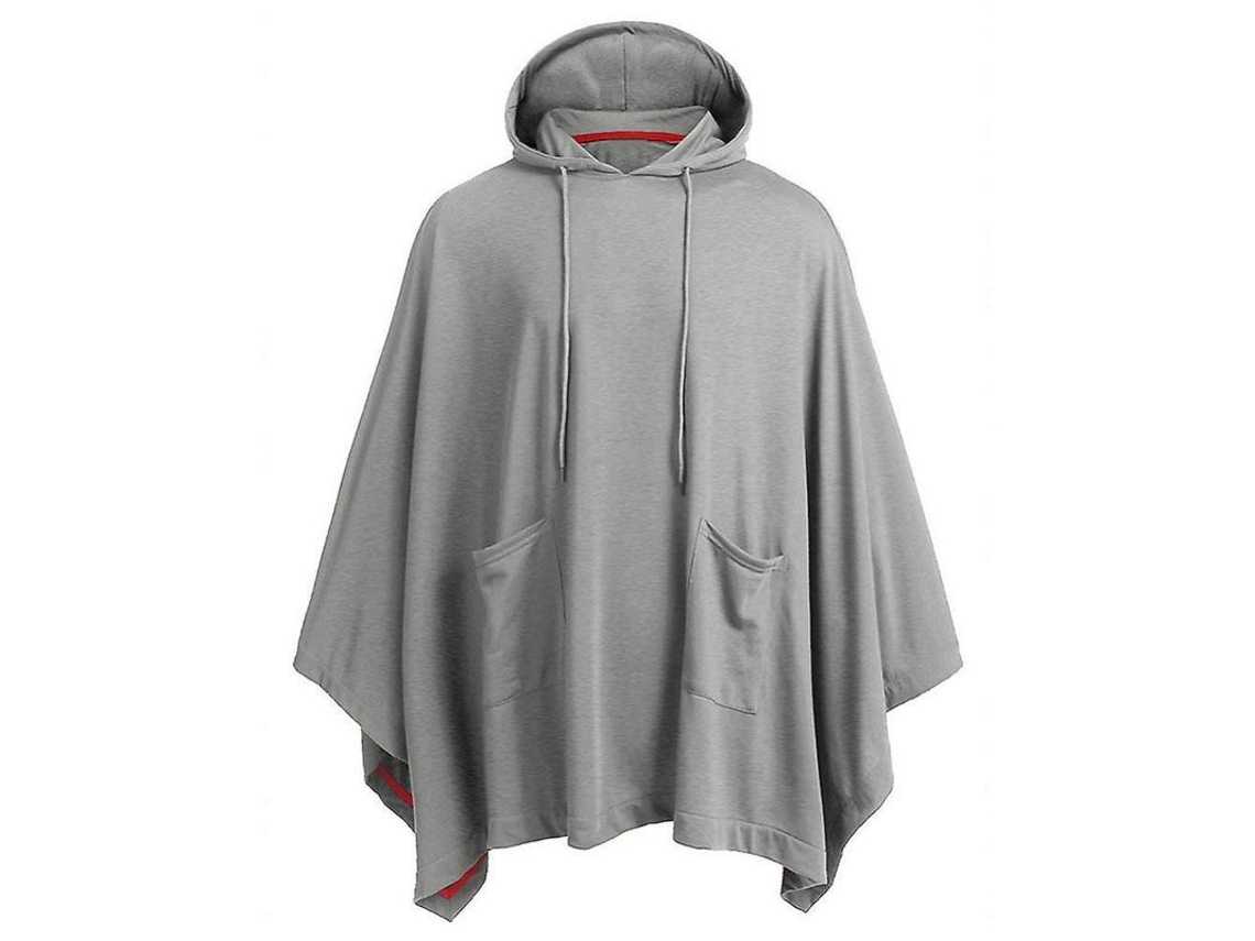 Poncho Capa Com Capuz Casual Unissex Para Homem E Mulher Camisola Com Bolsos Skp 2xl Gris