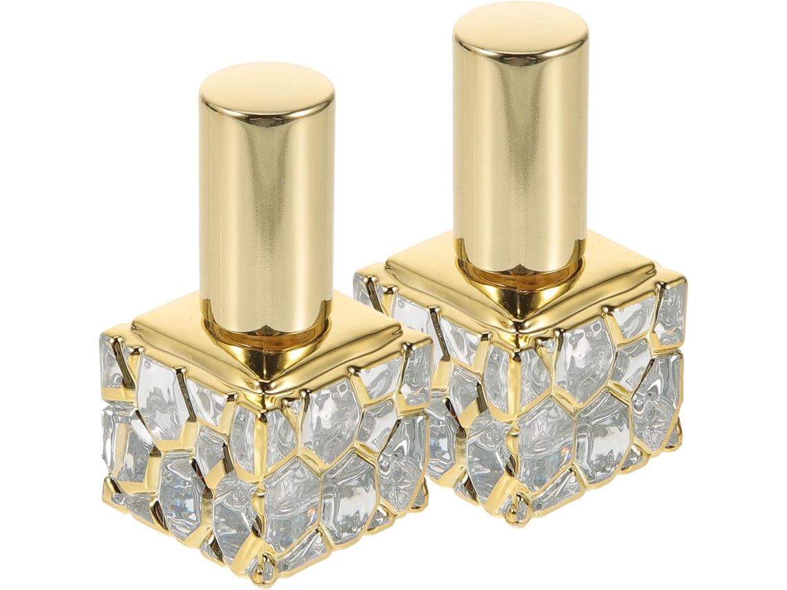 Conjunto De 2 Frascos De Perfume De Vidro Com Spray, Dourados