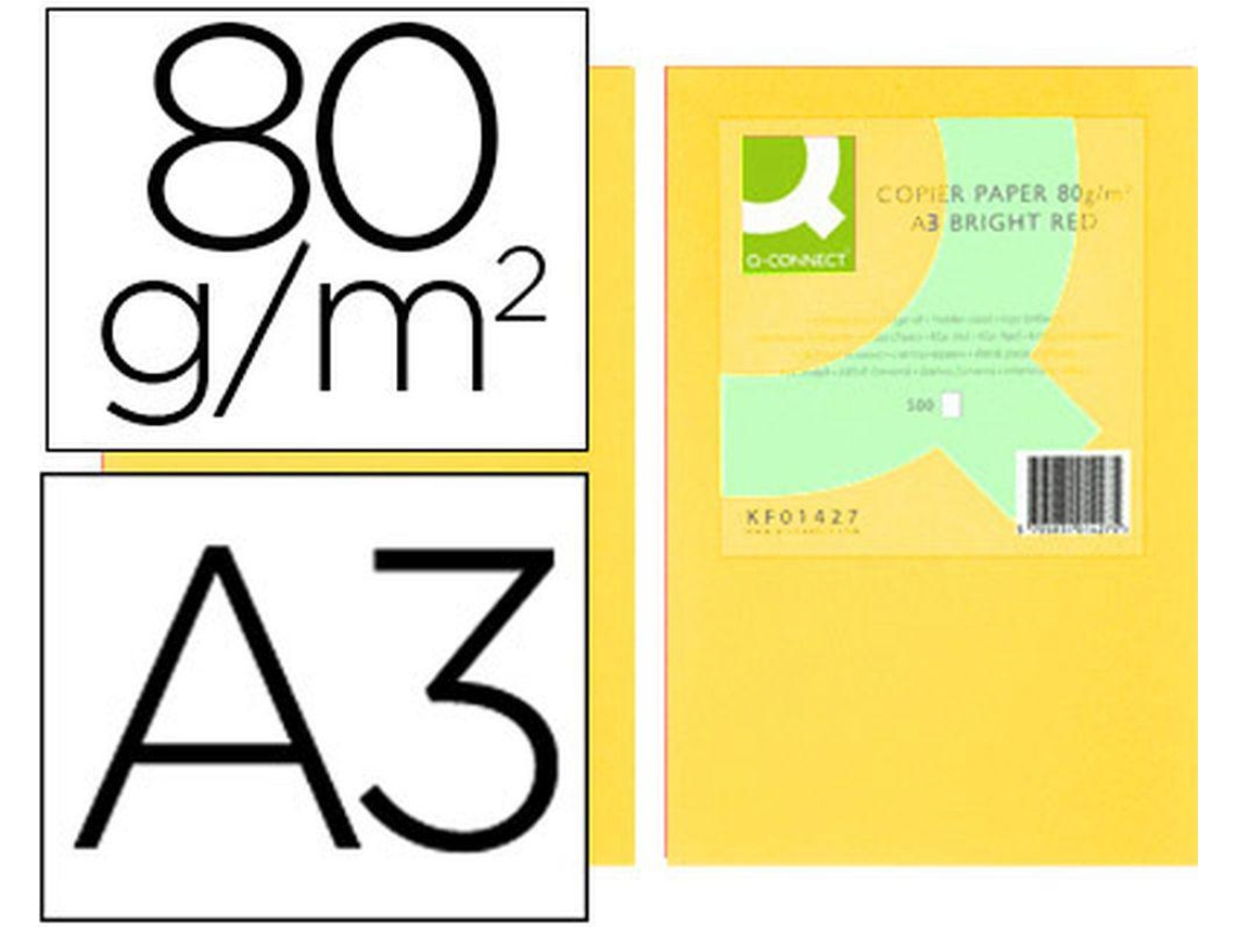Papel de Cor Q Connect Din A3 80Gr Amarelo Embalagem de 500 Folhas