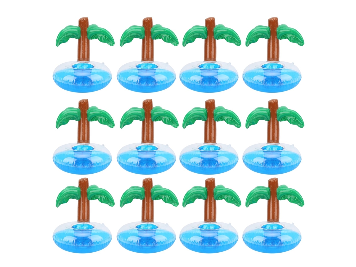 Primerox 12pcs Suporte para Bebida Inflável de Árvore de Côco para Piscina e Festa de Praia