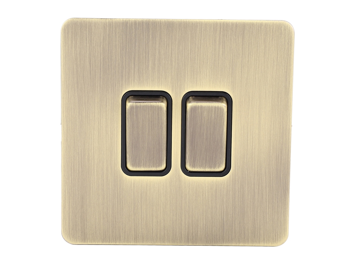 Interruptor de Parede HKJ 2 Interruptores Inox Bronze