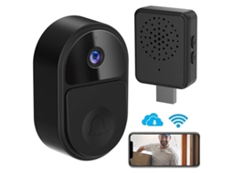 Timbre De Porta Sem Fio Ultra Hd Visão Noturna Angular Amplo Recarregável Preto