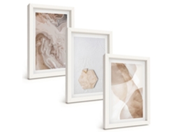 Galeria De Pinturas Na Parede Natureza Abstrata De Designer Moldura Branca Pinturas De Quarto Espelharte (3 Peças 20x30 Cm)