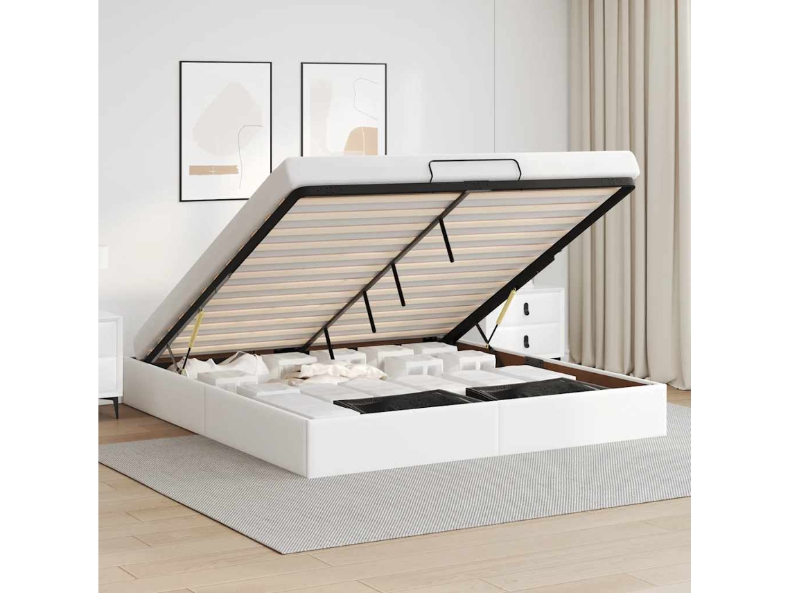 Vidaxl Estrutura De Cama Otomana Sem Colchão 160x200 Cm Branca