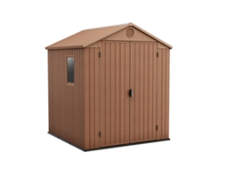 Abrigo de Resina KETER Darwin 6x6 Ao Ar Livre (Shed Building - de Troncos - Aço Metal Madeira - 190x183x221 cm)