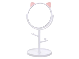 Espelho de Quarto e Maquiagem em Forma de Orelhas de Gato Fofo Branco