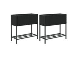 Garden Planter, Garden Planters Vidaxl Preto Rattan / Vime (70 X 28 X 70 Cm)