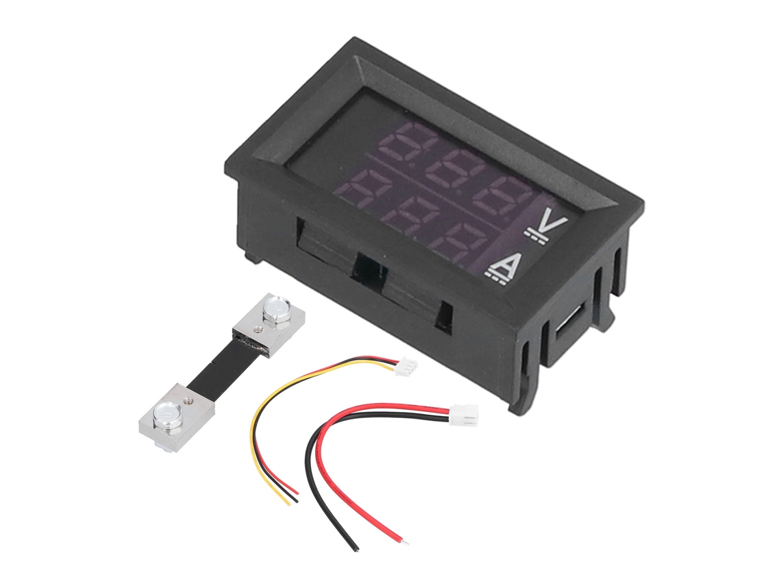Medidor Digital Voltmeter Amperímetro Primerox com Shunt 75mω e Led Vermelho Azul