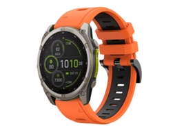 Bracelete Para Garmin Fenix 8 Mip (51mm) - Silicone Esportivo - Duas Cores (26mm) Laranja + Preto