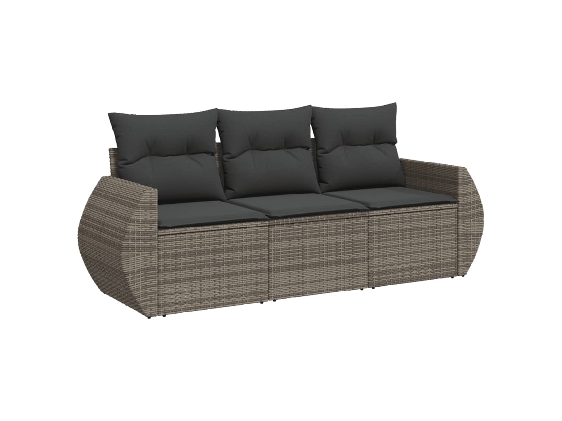 Conjunto de 3 Sofás de Jardim com Almofadões Vime Pe Cinzento MAISON EXCLUSIVE (3 pcs)