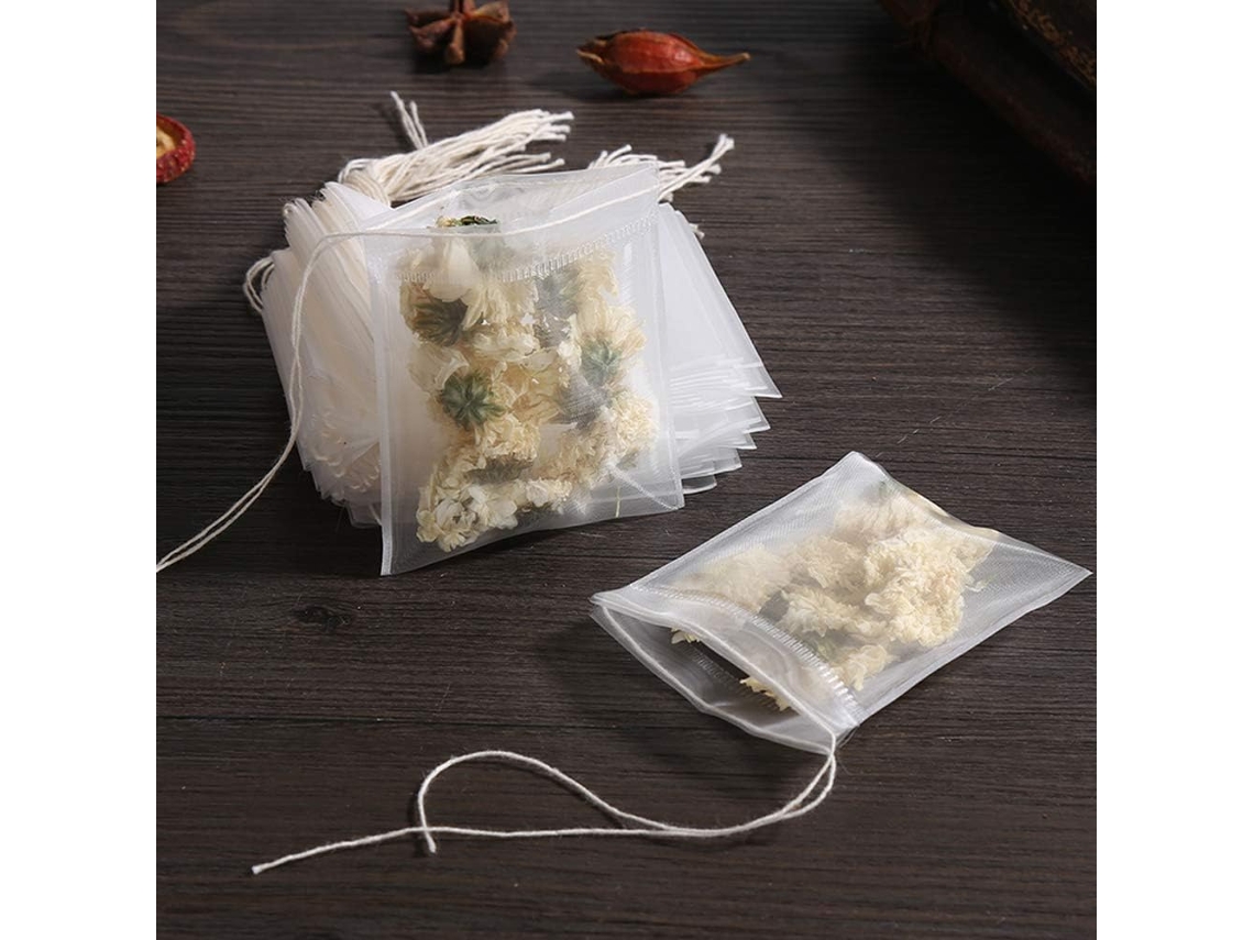 50 Saquinhos De Chá Descartáveis ​​para A Granel, Ervas E Especiarias. Infusão Pequenos, Malha Fina, Com Fecho Cordão, Ideais Para Infusões