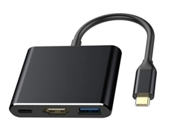 Usb C para Hdmi 4k Hub Usb C 3 em 1 com saída Hdmi 4k Hub Adaptador Hdmi com porta USB 3.0 Preto Yizhood