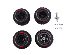 Conjunto De 4 Rodas Com Pneus Rc Com Parafusos M3 M4 Universal De Borracha Para Crawler 1/14 1/16 Preto