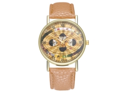 Reloj De Pulsera De Cuarzo Con Correa Pu Y Dial Redondo Patrón Espacial Zhoulianfa (beige)