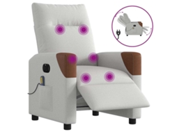 Vidaxl Poltrona Massagens Reclinável Elétrica Tecido Cinzento-nublado
