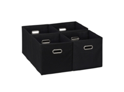 Conjunto De 4 Cestos De Armazenamento Dobráveis Em Tído