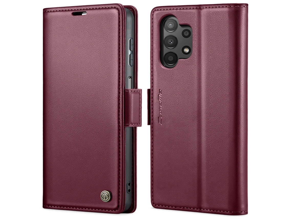 Capa Para Samsung Galaxy A13 4g Borboleta Fivela Litchi Textura De Telefone De Couro Rfid Antirroubo Vinho Tinto
