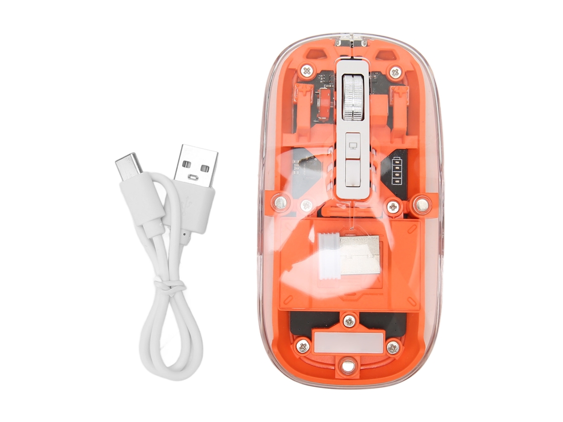 Rato Sem Fio Bluetooth Transparente Bt5.1 2.4g Modo Dual Clique Silencioso Luzes Respiratórias Coloridas Para Laptop Computador