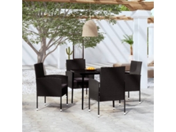 Vidaxl 5 Pcs Conjunto De Jantar Para Jardim Preto