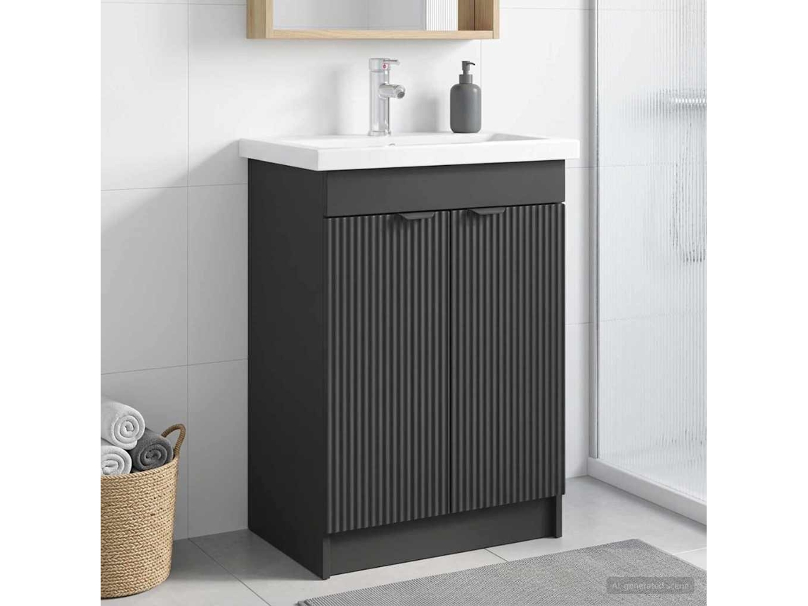 Vidaxl Armário De Banheiro Embaixo Da Pia Preto 78,5 X 37,5 X 81 Cm
