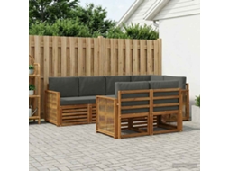 Vidaxl Conjunto De Sofá Sectional 6 Pcs Natural E Antracite