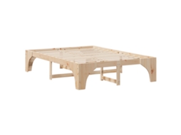 Conjunto 1 Estrutura Da Cama Vidaxl Castanho Madeira De Pinho Maciça (150 X 200 Cm)