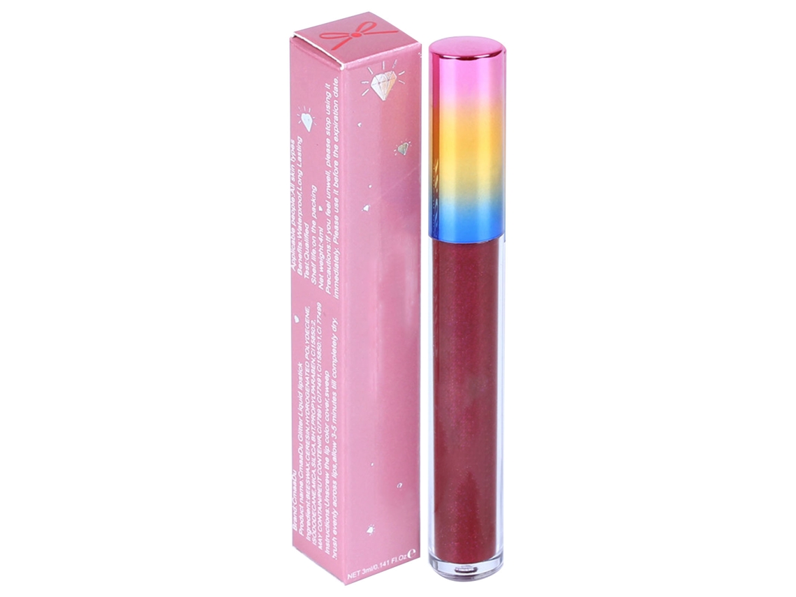 Labial Líquido Brillo Glitter Resistente À Água E Transpiração Não Se Desvanece Textura Delicada Brillo Intenso