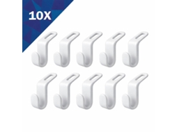10 Ganchos Roupas Economizador Espaco, Robusto para Guarda Roupa, Branco ZYBLSSBB