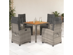 Vidaxl 5 Pcs Conjunto De Jantar P/ Jardim C/ Almofadões Vime Pe Cinza