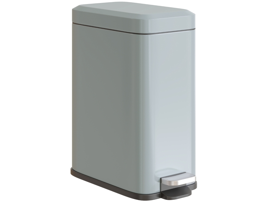 Lixeira De Metal Cinza 5l, Com Pedal E Cesto Interno.