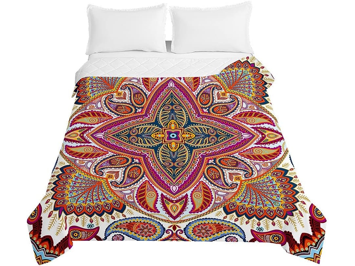Colcha Acolchoada Fansu Capa de Cama Manta para Ar Condicionado Edredom Conjunto Sofá com Estampa Mandala Boho