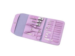Kit De 16 Ferramentas De Manicure E Pedicure Em Aço Inoxidável Anti-ferrugem Portátil Para Mulheres E Meninas Roxo