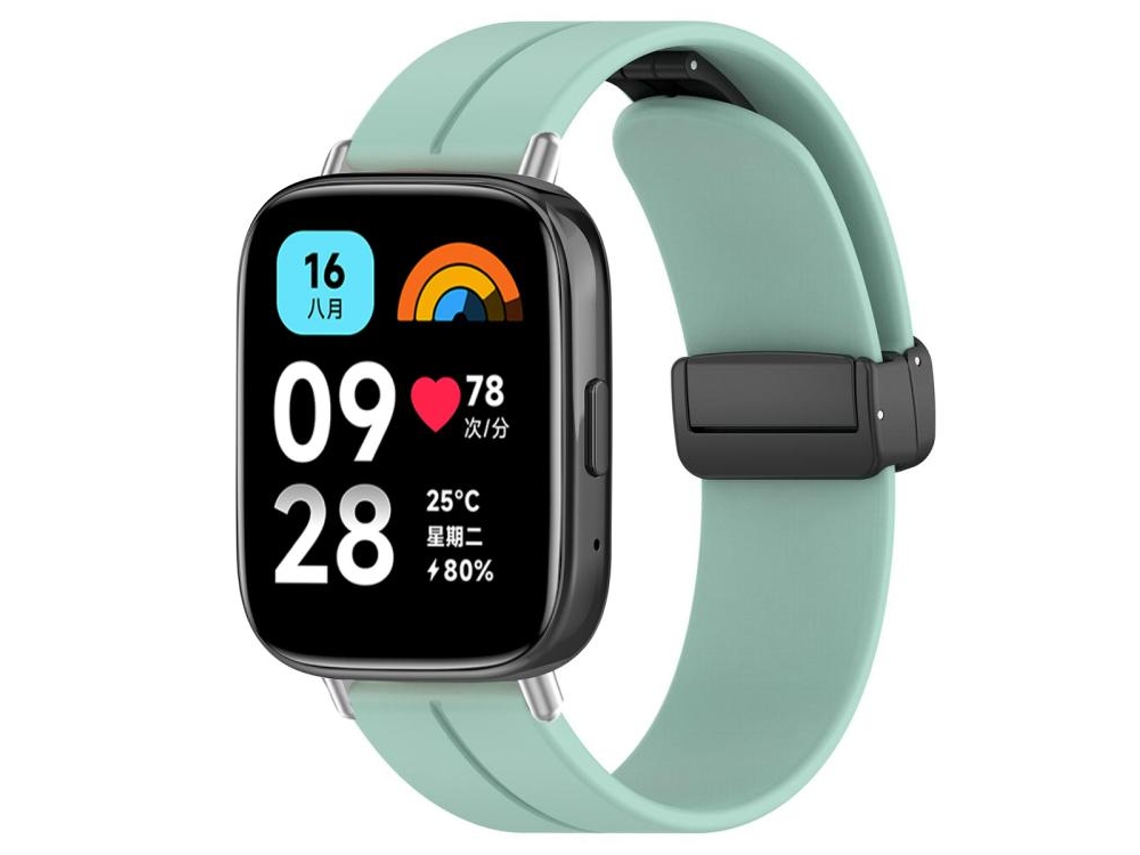 Bracelete Para Redmi Watch 3 Active / Lite - Silicone - Cabeça Chata - Fivela Preta Verde Esmeralda