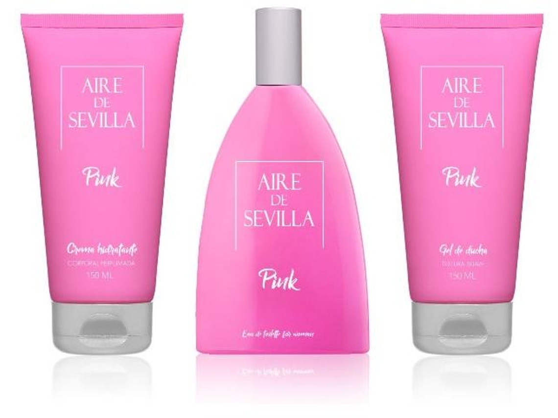 Conjunto de Perfume Pink Aire Sevilla Edt 3 Peças