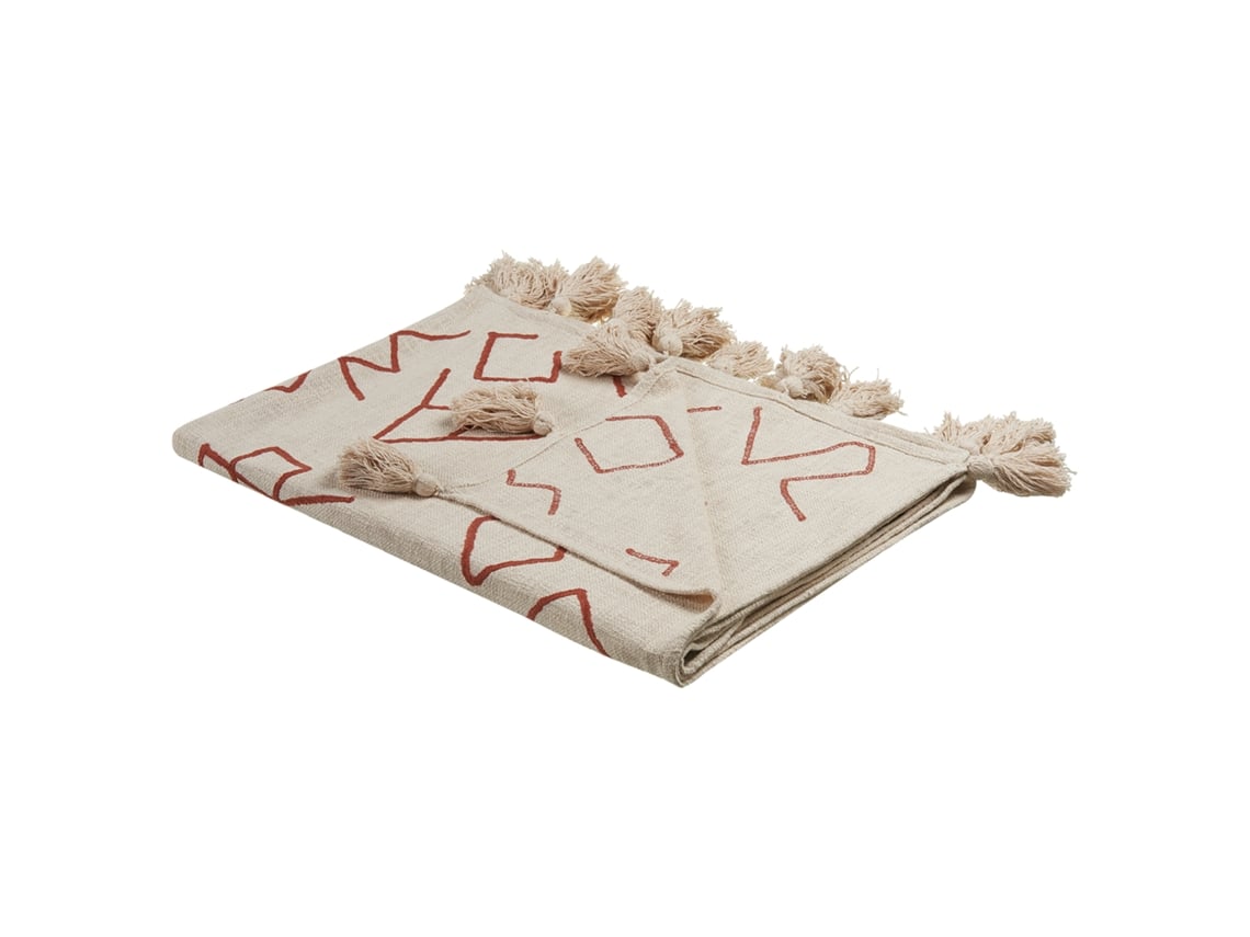 Manta Decorativa Beliani Bhiwani De Algodón Beige 130x180x1