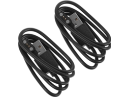Cabo De Carregamento Usb Magnético Preto Para Relógio, 2 Unidades, Pc E Abs