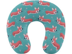Almofada de Viag Fofa em Formato U com Estampa Corgi, Suporte para o Pescoço Espuma Viscoelástica, Acessório