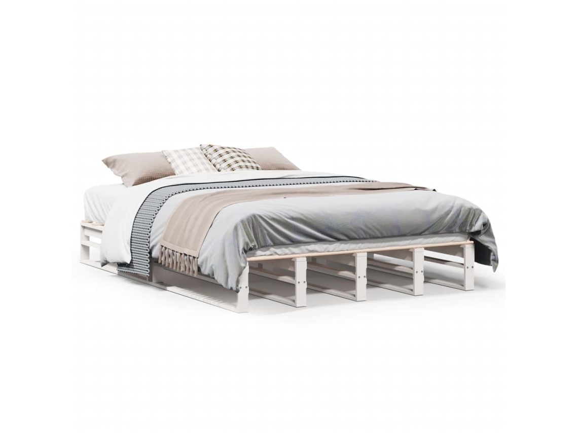 Cama Sem Colchão 120x190 cm Madeira de Pinho Maciça Branco MAISON EXCLUSIVE