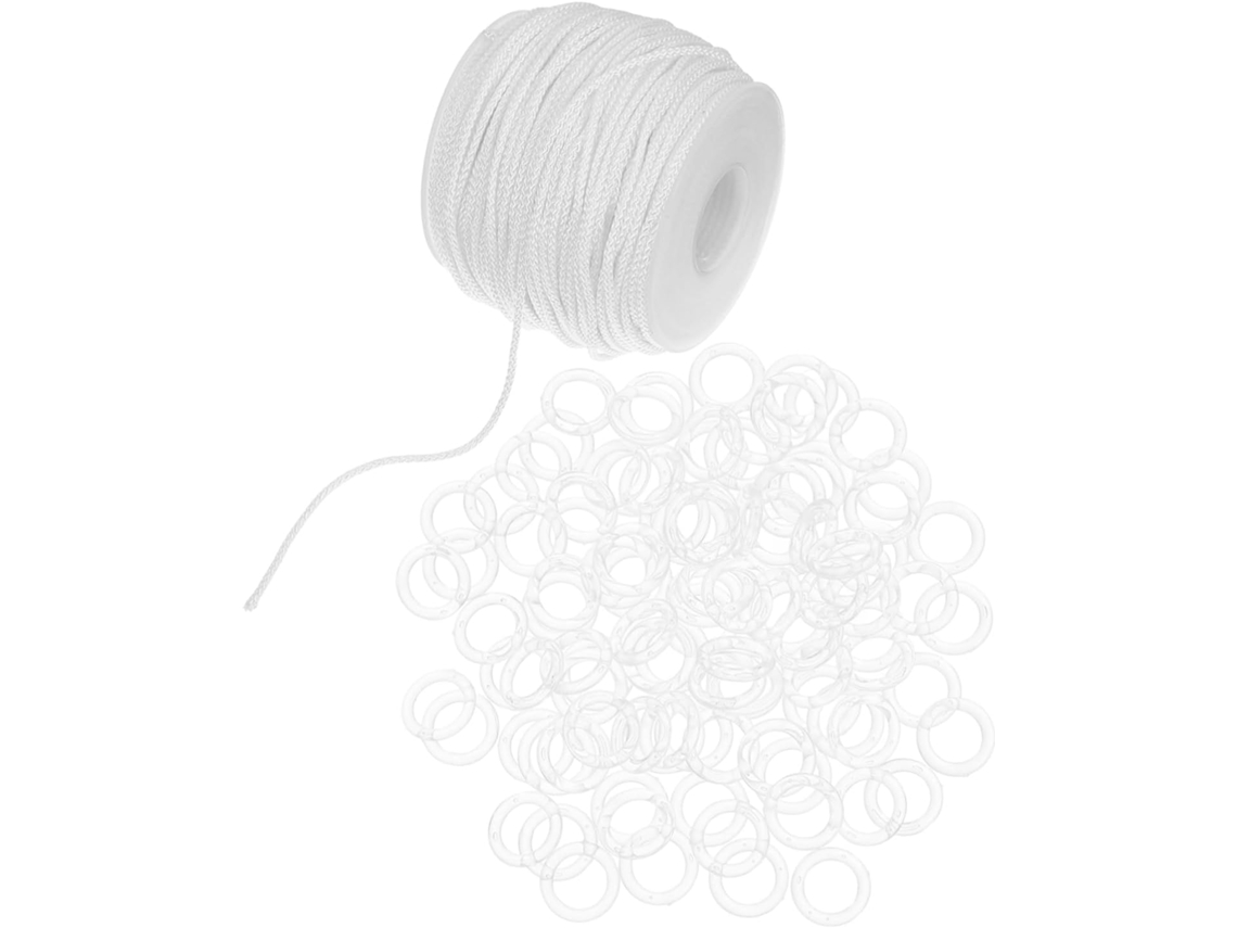 Kit De Ferragens Para Cortina Romana Com Cordão Transparente E Branco, Argolas Para Cortina De Interior E Reparo De Corda.