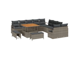 Conjunto 13 Conjunto De Móveis Para Exterior Vidaxl Cinzento Vime Pe (100 X 100 X 71 Cm)