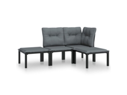 Conjunto de 4 Lounge de Jardim Vime Pe Preto e Cinzento MAISON EXCLUSIVE (4 pcs)