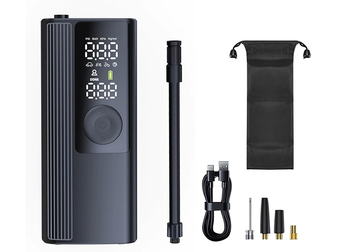 Compressor De Ar Portátil Sem Fio Para Pneus Com Manômetro Digital E Luz Led (preto)