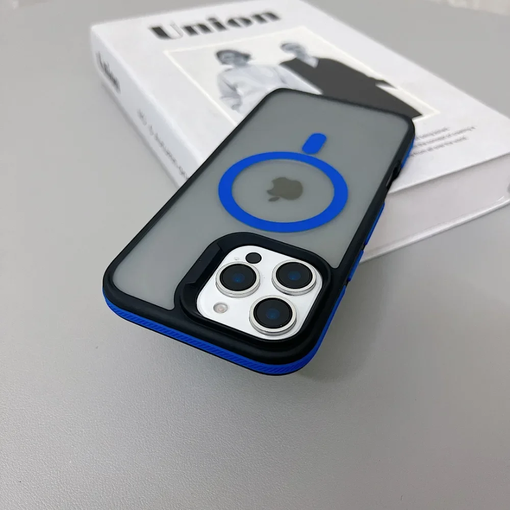 (iphone 15 Plus, Azul Pacífico) Capa Fosca Translúcida À Prova De Choque Para Iphone, Compatível Com Carregamento Sem Fio Magsafe.