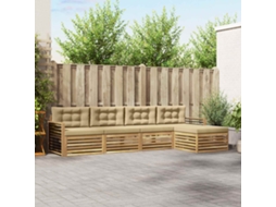 Vidaxl Conjunto De Sofás Para Exterior 5 Unid. Branco E Bege Poliéster