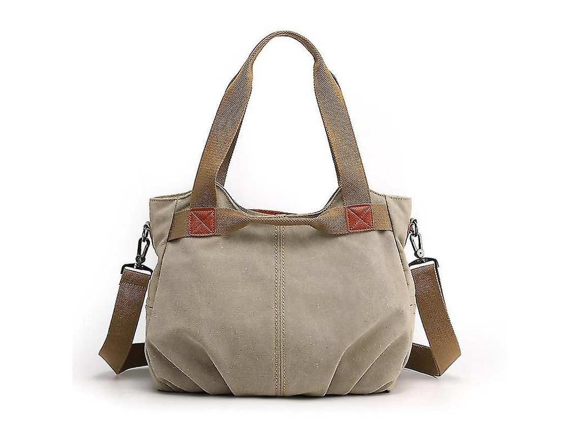 Bolsa De Ombro Multifuncional Para Mulher De Lona Casual Hobo Grande Para Trabalho Escola Praia Cinza Caqui